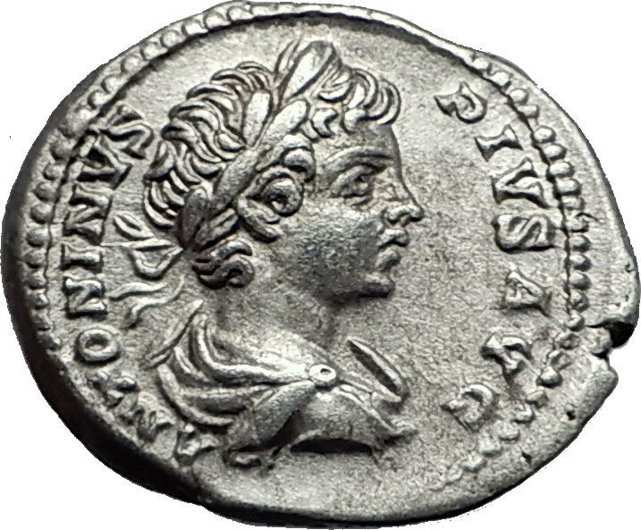 CARACALLA 201AD Silver Authentic Ancient Roman Coin Trophy Tropaion Rare i58001