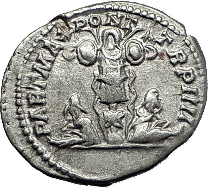 CARACALLA 201AD Silver Authentic Ancient Roman Coin Trophy Tropaion Rare i58001