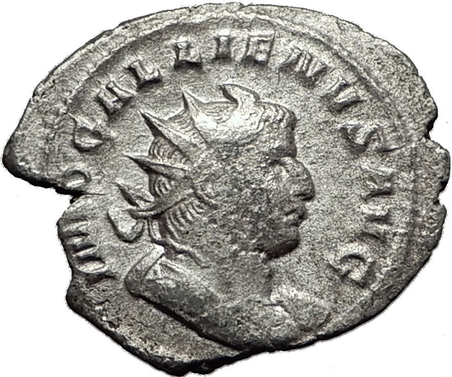 GALLIENUS 258AD Milan Authentic Ancient Silver Roman Coin Victory Nike i58537