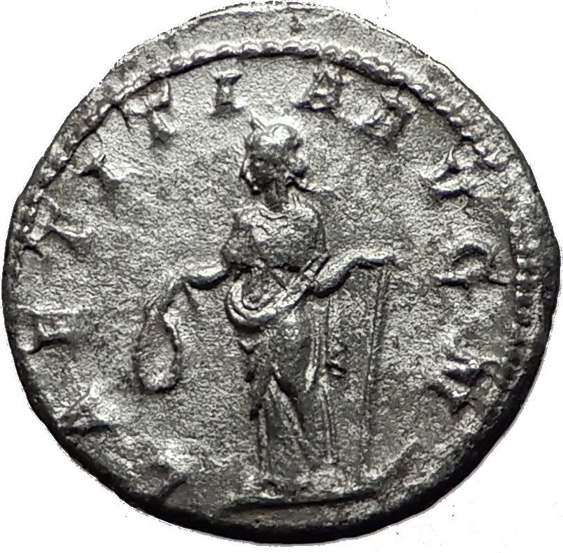 GORDIAN III 241AD Authentic Original Ancient Silver Roman Coin Laetitia i59003