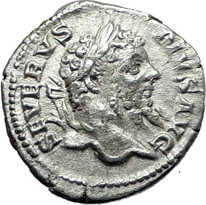 SEPTIMIUS SEVERUS 207AD Silver Authentic Ancient Roman Coin Africa LION i59024