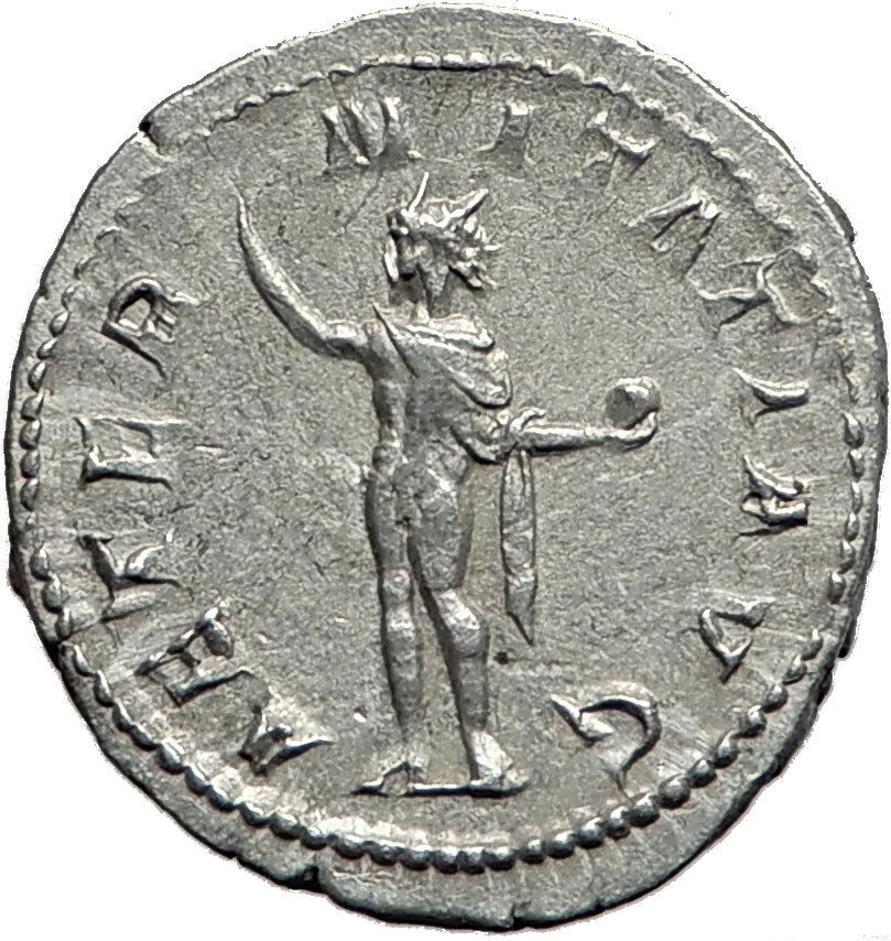 GORDIAN III 240AD Authentic Genuine Ancient Silver Roman Coin SOL SUN i59054