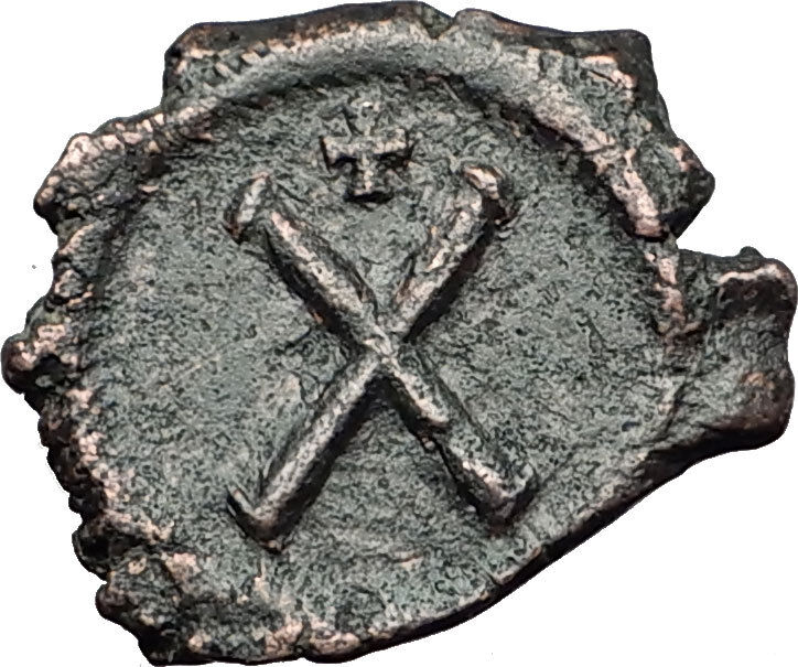 PHOCAS 602AD Decanummium Large X & Cross Authentic Ancient Medieval Coin i58415