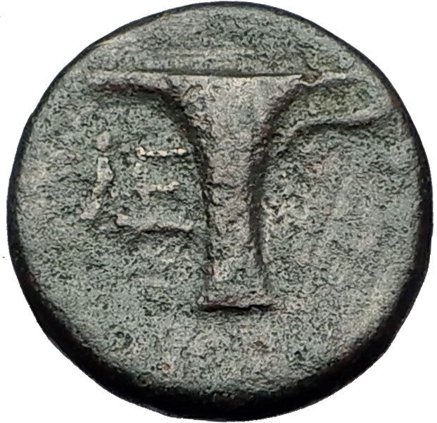 KYME in AEOLIS - Genuine 350BC Authentic Ancient Greek Coin HORSE & VASE i59386