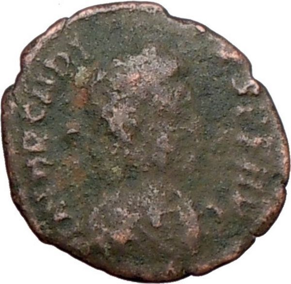 ARCADIUS 383AD Ancient Roman Coin Three emperors w spears i25712