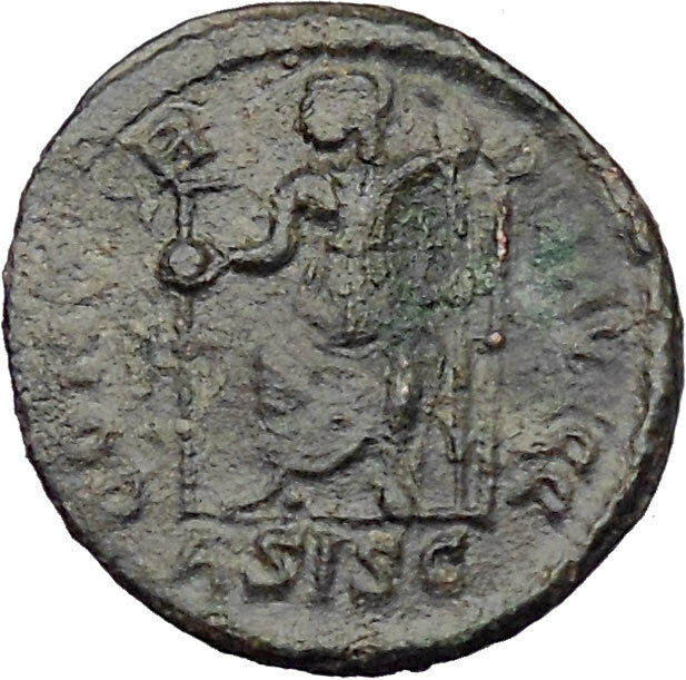 VALENTINIAN II 378AD Original Ancient Roman Coin ROMA w globe, spear i29867