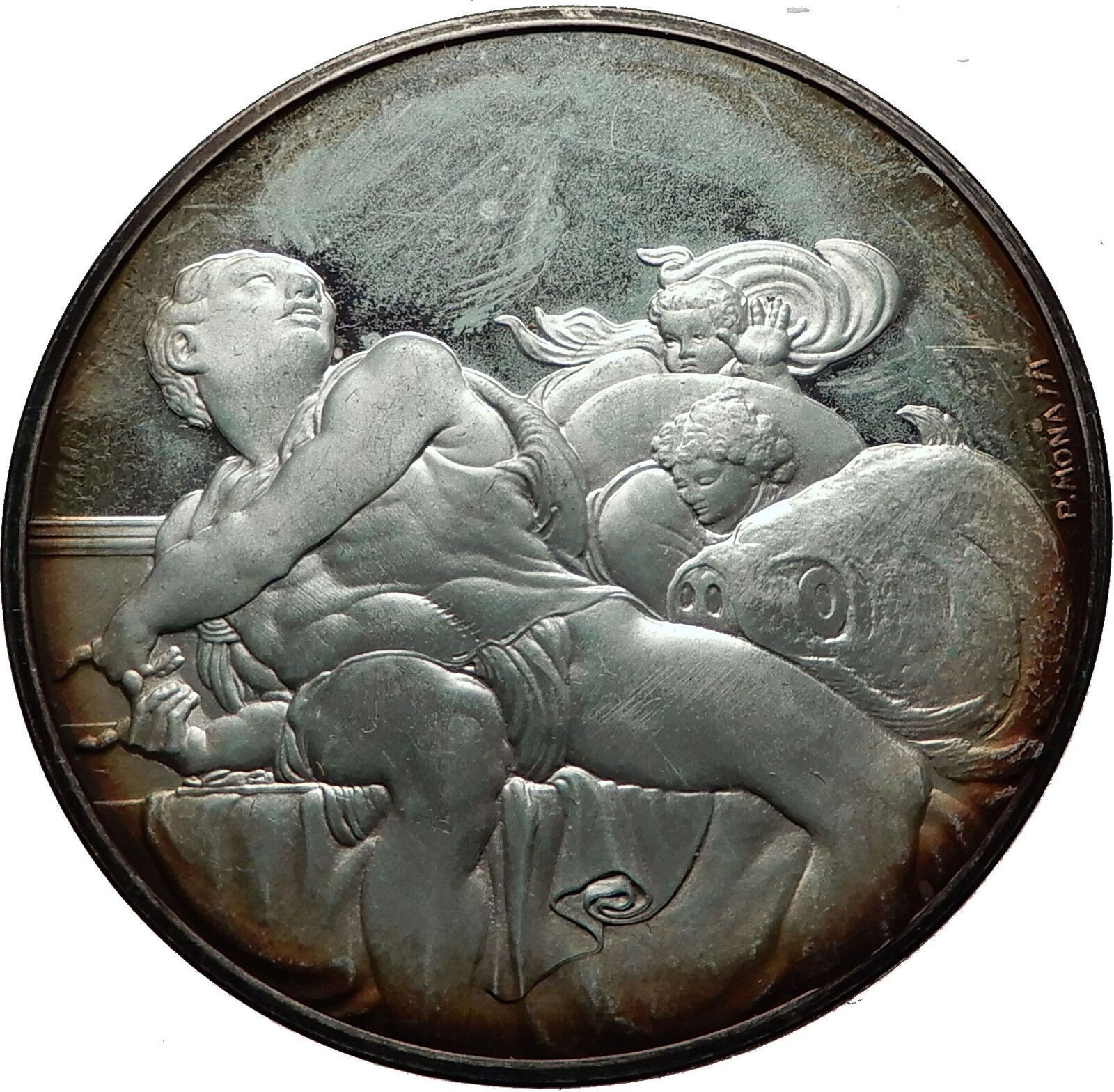 1970 PROPHET Johan Sistine Chapel by Michaelangelo Christian Silver Medal i60781