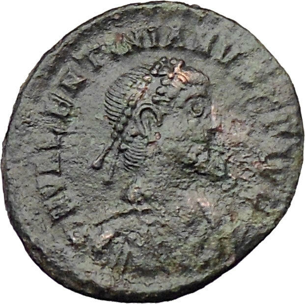 VALENTINIAN II 378AD Original Ancient Roman Coin ROMA w globe, spear i29867