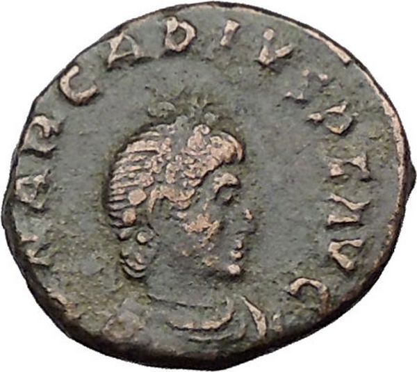 ARCADIUS 388AD Original Ancient Roman Coin Victory Chi-Rho Christ Monogr i31701