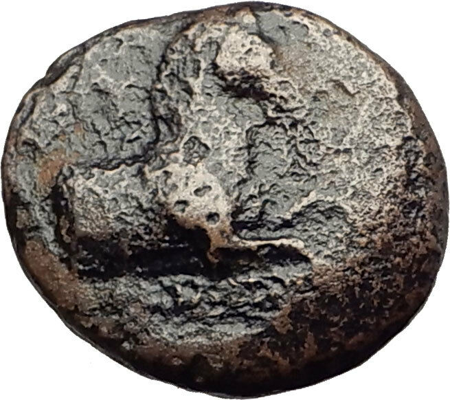 KYME in AEOLIS - Genuine 350BC Authentic Ancient Greek Coin HORSE & VASE i62398