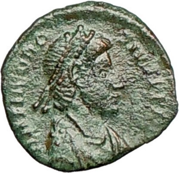 THEODOSIUS I 388AD Ancient Roman Coin Military Camp Gate i25274