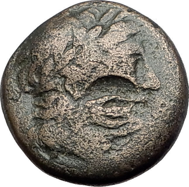 AIGAI in AEOLIS 2-1stCenBC Authentic Ancient Greek Coin APOLLO & GOAT i63204