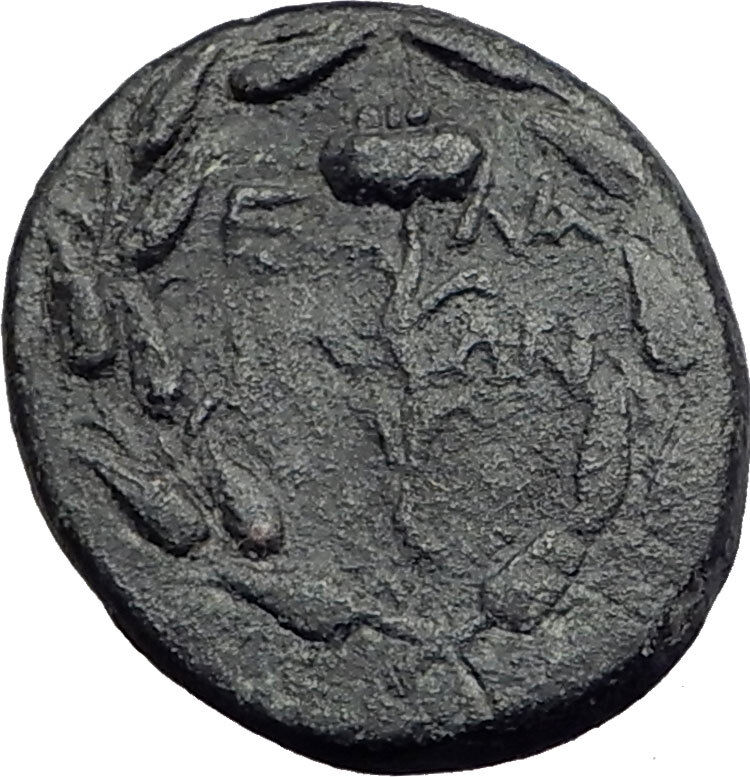 ELAIA AEOLIS Original 133BC Authentic Ancient Greek Coin DEMETER Wreath i64794