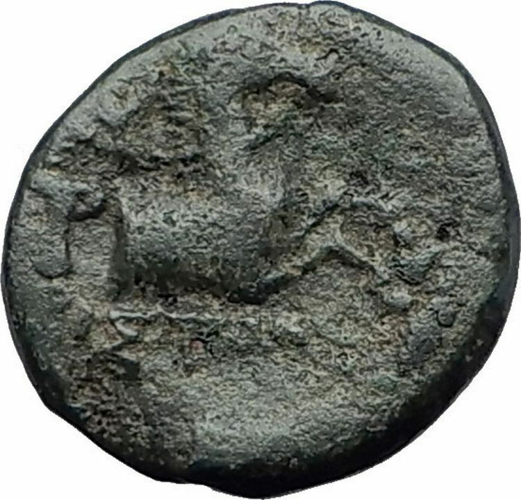 KYME in Aeolis 250BC Authentic Ancient Greek Coin AMAZON w HORSE & VASE i63793