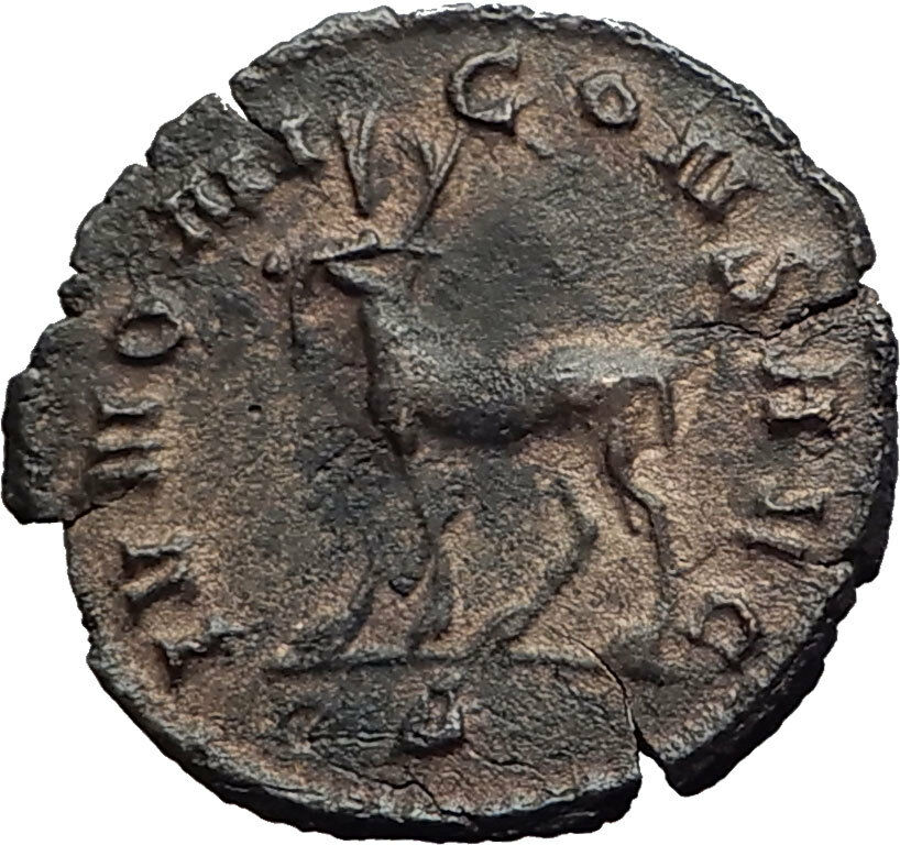 SALONINA Gallienus Wife 267AD Rome Authentic Ancient Roman Coin Goat Stag i64674