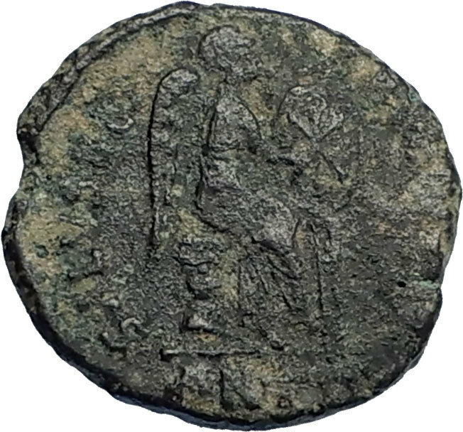 EUDOXIA Arcadius Wife 401AD Authentic Ancient Roman Coin VICTORY CHI-RHO i67743