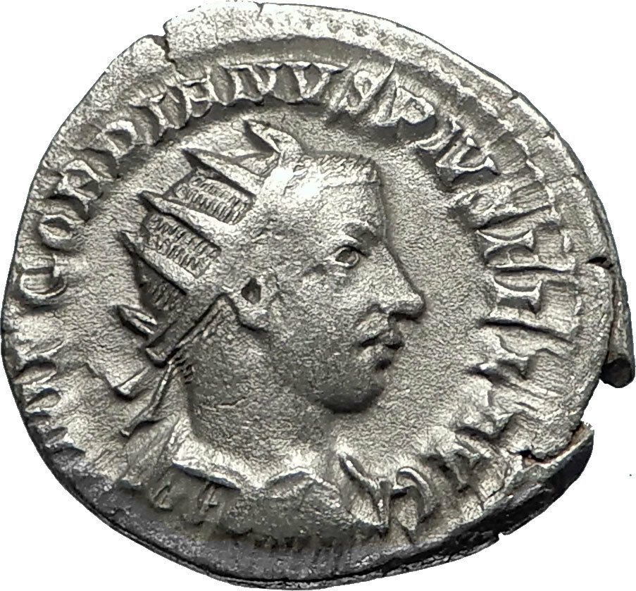 GORDIAN III 243AD Silver Authentic Genuine Ancient Roman Coin SOL SUN i67352