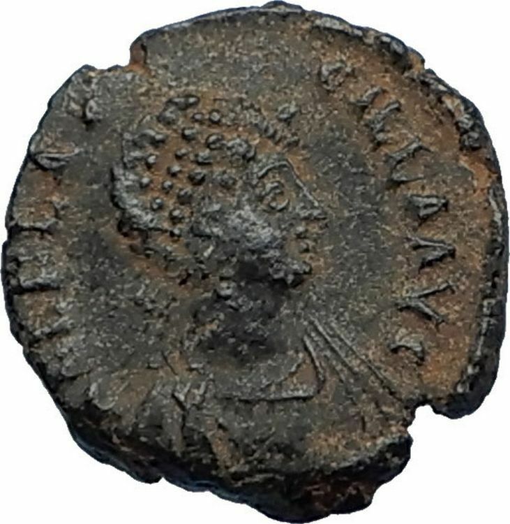 AELIA FLACILLA Theodosius I Wife 383AD Ancient Roman Coin VICTORY CHI-RHO i67525