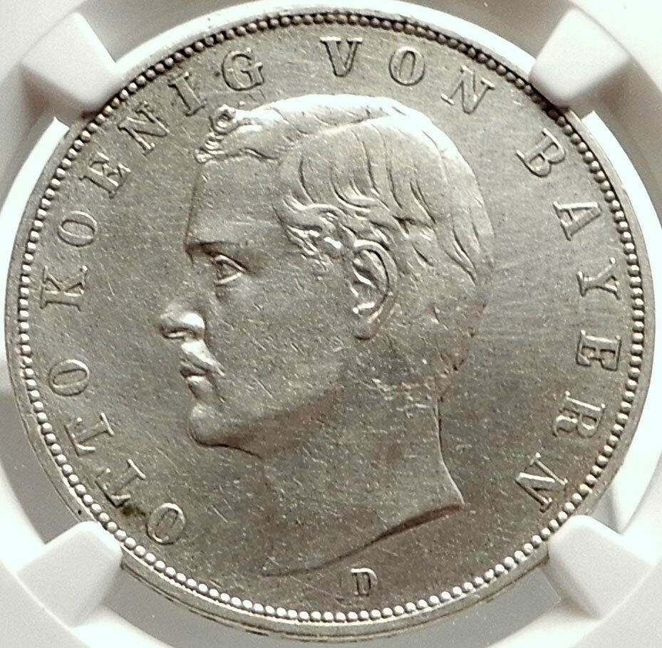 1909 GERMANY German State King of Bavaria OTTO I Silver 3 Mark Coin NGC i68303