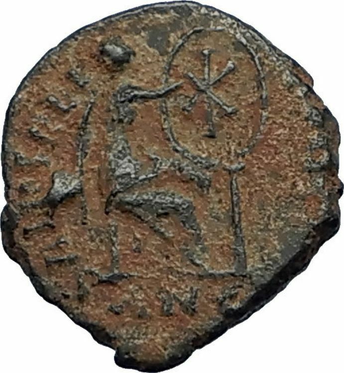 AELIA FLACILLA Theodosius I Wife 383AD Ancient Roman Coin VICTORY CHI-RHO i67701