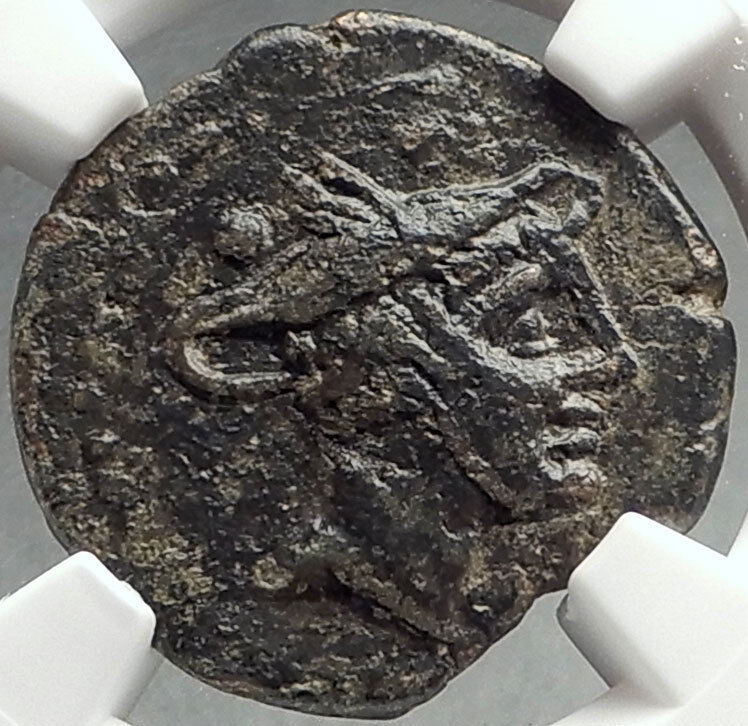 Roman Republic ANONYMOUS Sextans 211BC Hannibal Time Coin MERCURY NGC i68542