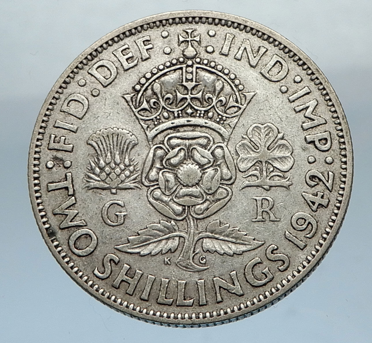 1942 United Kingdom Great Britain GEORGE VI Silver Florin 2Shillings Coin i66841