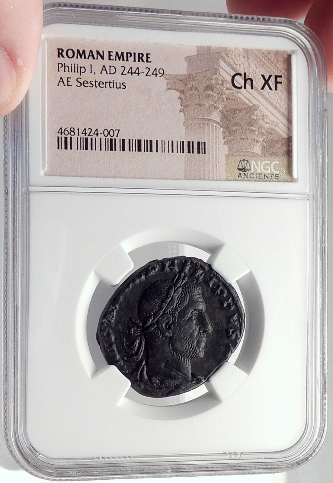 PHILIP I the ARAB Authentic Ancient 246AD Rome Sestertius Roman Coin NGC i70008