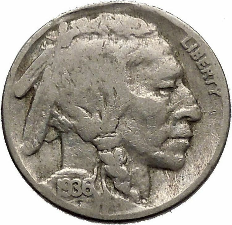 1936 BUFFALO NICKEL 5 Cents of United States of America USA Antique Coin i43865