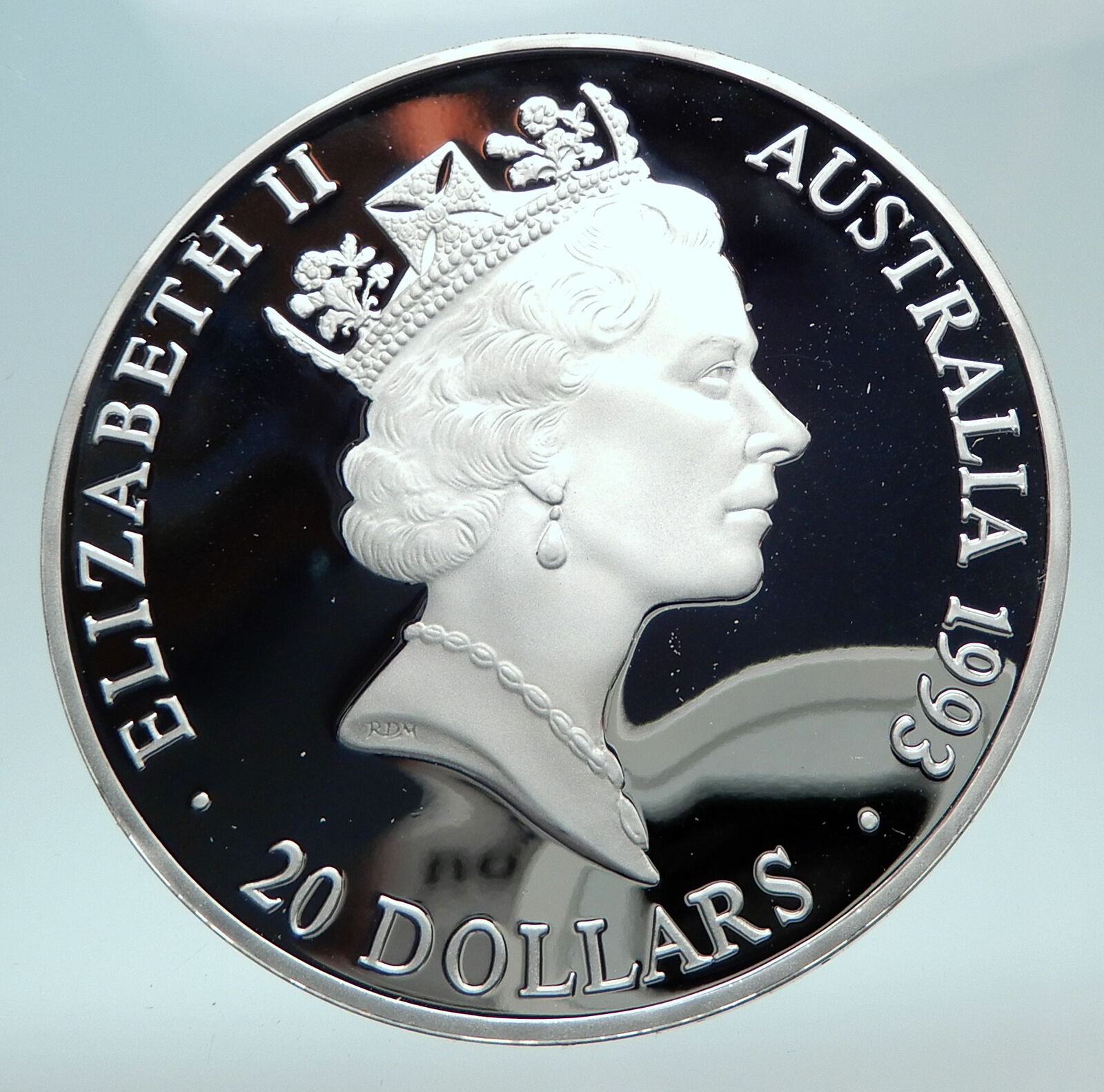 1993 AUSTRALIA UK Queen Elizabeth II Olympics Track Podium Silver Coin i80976