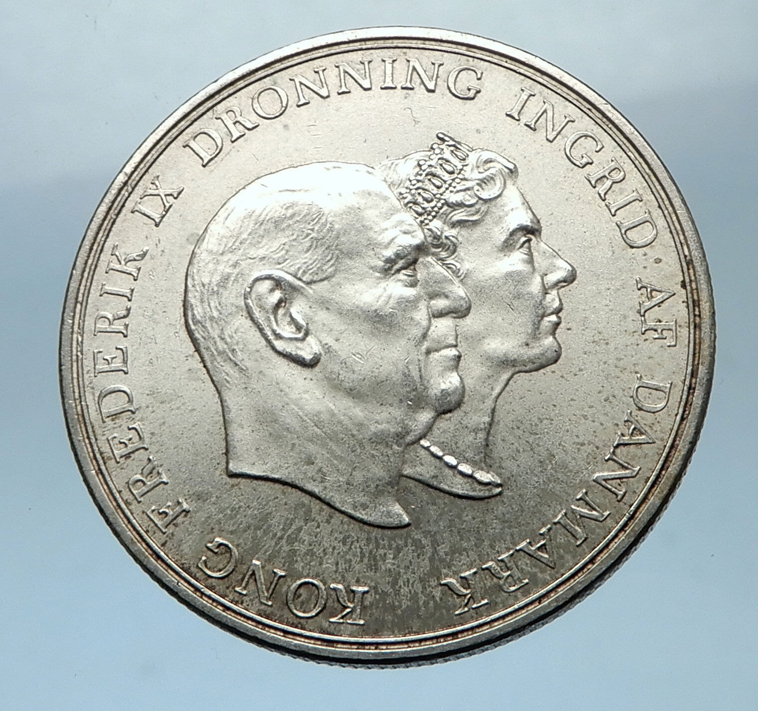 1960 DENMARK King Frederick IX & Queen Ingrid Silver WEDDING ANNIVER Coin i68530