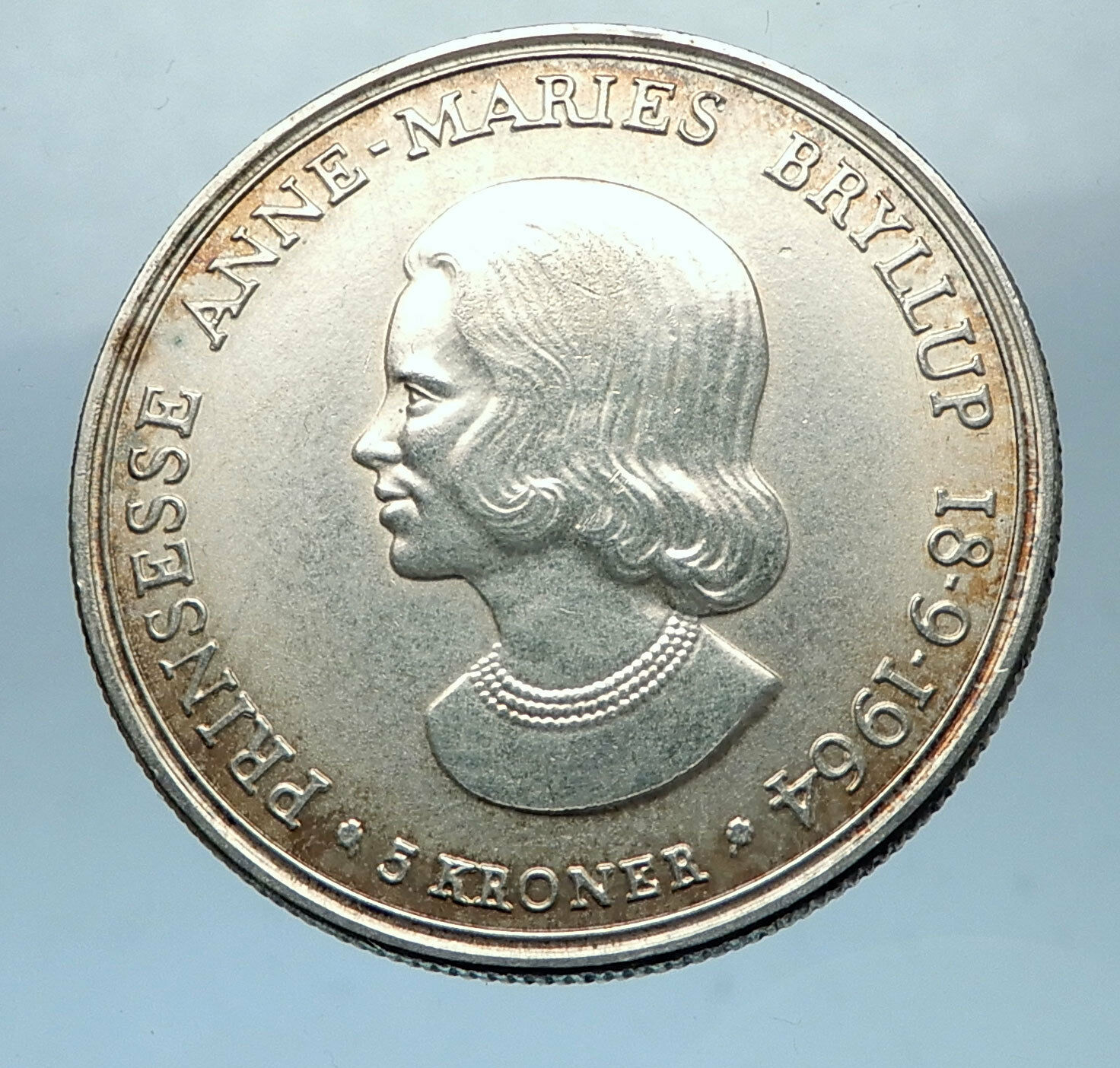 1964 DENMARK King Frederick IX Silver Princess ANNE MARIE WEDDING Coin i68529