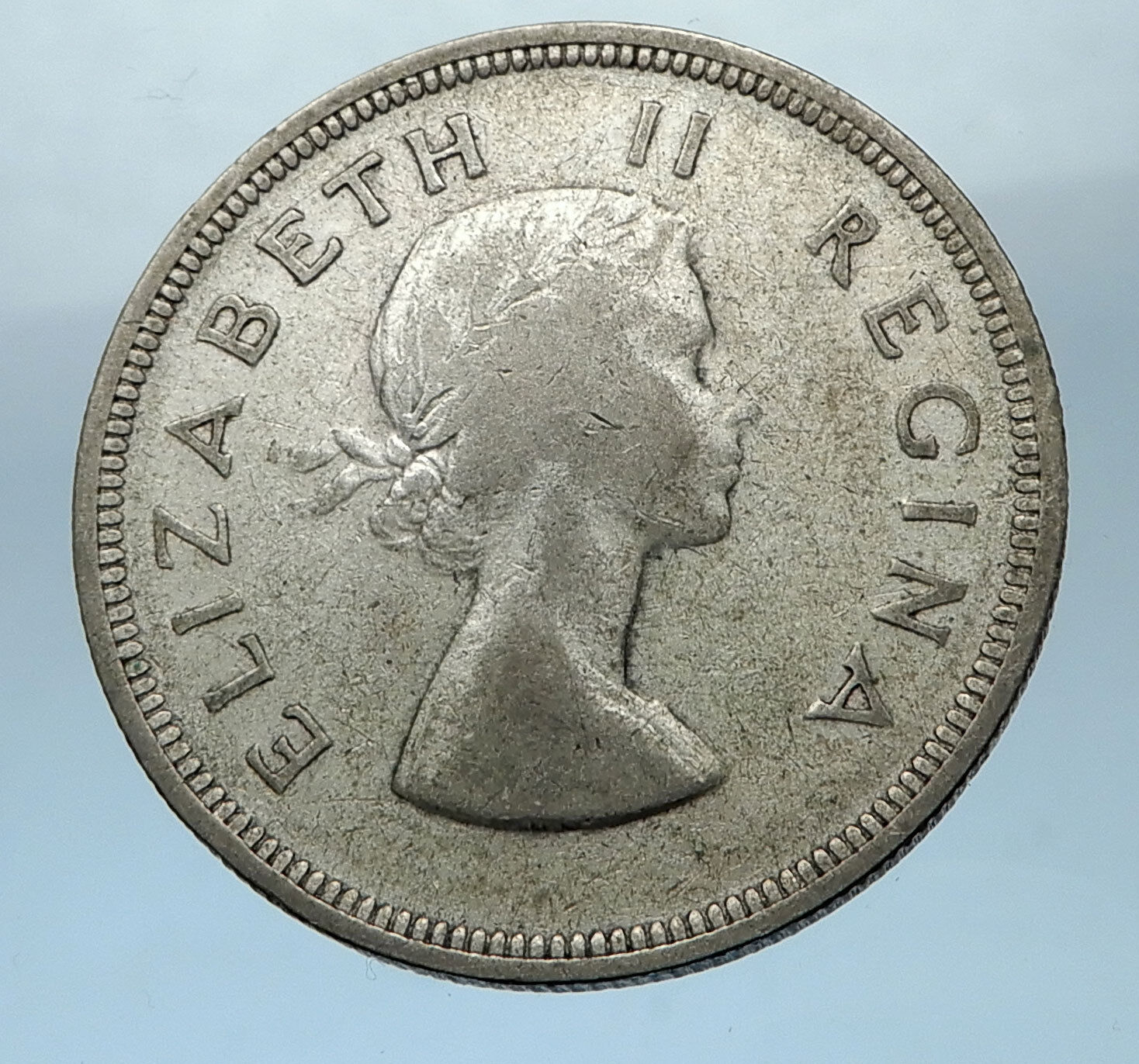 1954 SOUTH AFRICA UK Queen Elizabeth II LARGE 2 1/2 Shilling Silver Coin i68235