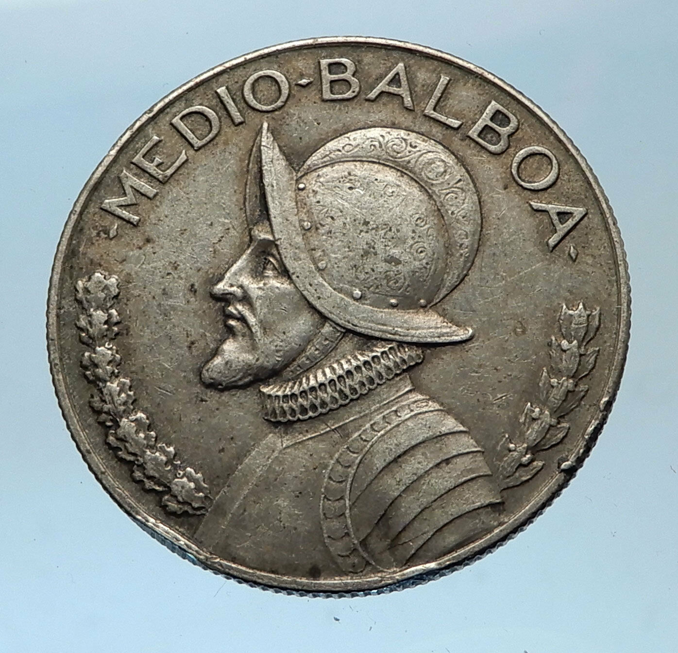 1930 PANAMA BIG 3cm Silver CONQUISTADOR Half BALBOA Central America Coin i68586