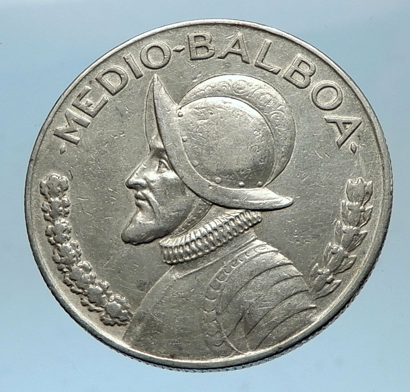 1930 PANAMA BIG 3cm Silver CONQUISTADOR Half BALBOA Central America Coin i68598