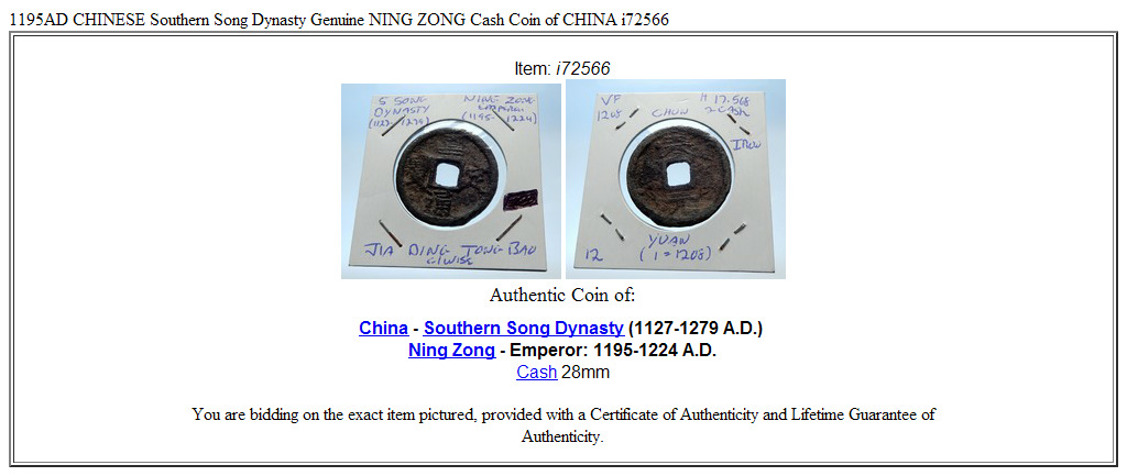 1195AD CHINESE Southern Song Dynasty Genuine NING ZONG Cash Coin of CHINA i72566