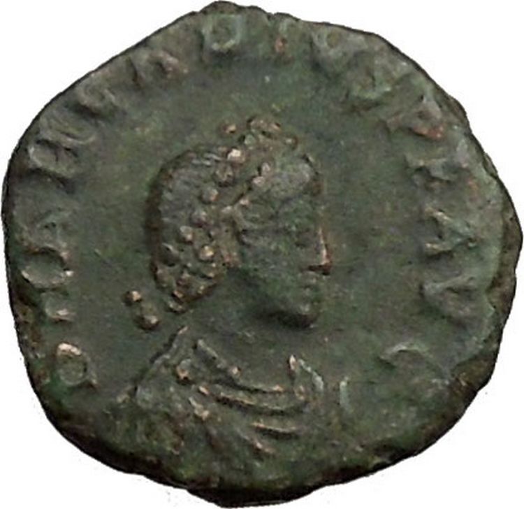 ARCADIUS 388AD Ancient Roman Coin VICTORY Nike Chi-Rho Christ Monogram i36366