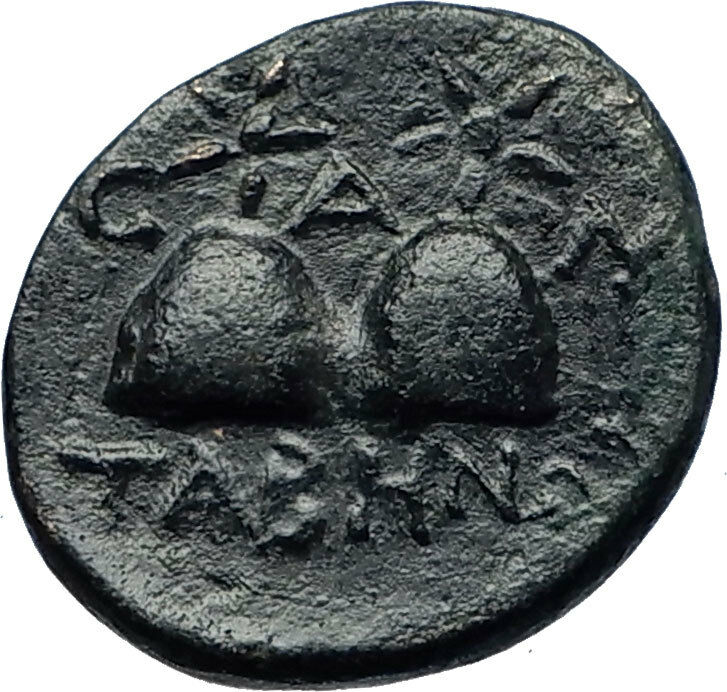 TABAI in CARIA Authentic Ancient 1st CenBC Greek Coin ZEUS GEMINI CAPS i69207