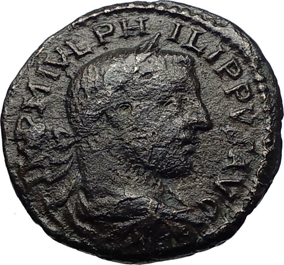 PHILIP I the Arab Genuine Ancient 244AD Deultum Thrace Roman Coin GALLEY i69206