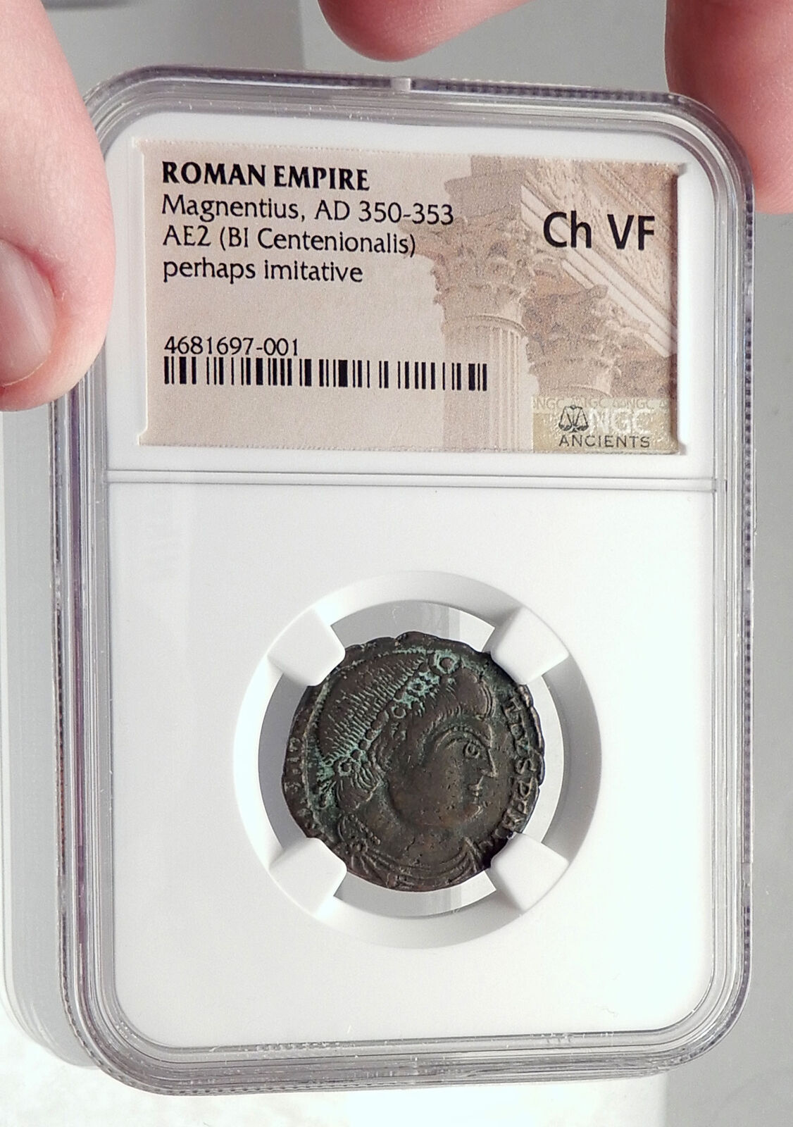 MAGNENTIUS w Chi-Rho Labarum Authentic Ancient 350AD Roman Coin NGC i72660