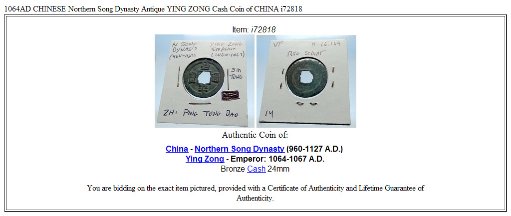 1064AD CHINESE Northern Song Dynasty Antique YING ZONG Cash Coin of CHINA i72818