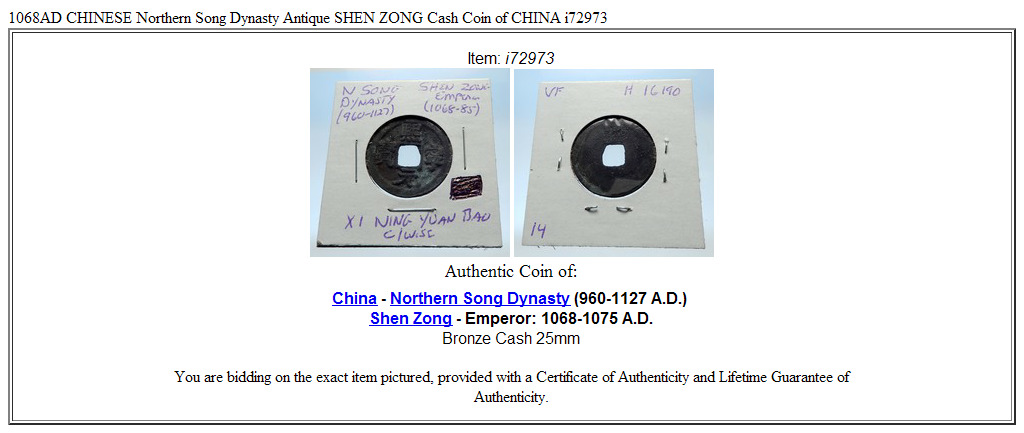 1068AD CHINESE Northern Song Dynasty Antique SHEN ZONG Cash Coin of CHINA i72973