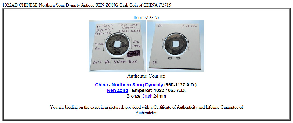 1022AD CHINESE Northern Song Dynasty Antique REN ZONG Cash Coin of CHINA i72715