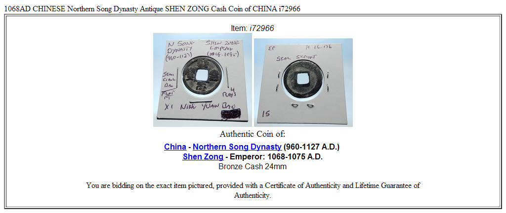 1068AD CHINESE Northern Song Dynasty Antique SHEN ZONG Cash Coin of CHINA i72966