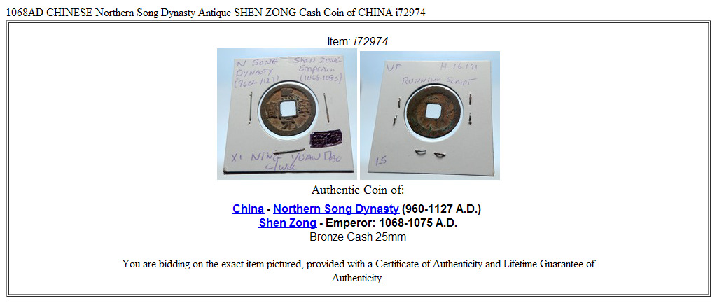 1068AD CHINESE Northern Song Dynasty Antique SHEN ZONG Cash Coin of CHINA i72974