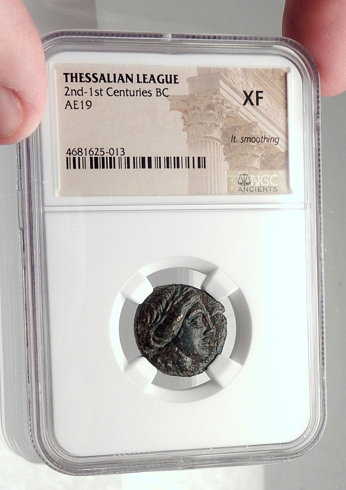 LARISSA Thessaly Ancient THESSALIAN LEAGUE Greek Coin APOLLO ATHENA NGC i72735