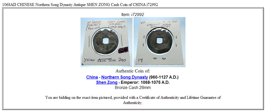 1068AD CHINESE Northern Song Dynasty Antique SHEN ZONG Cash Coin of CHINA i72992