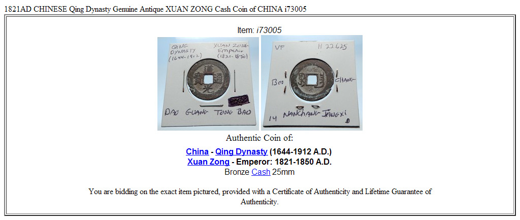 1821AD CHINESE Qing Dynasty Genuine Antique XUAN ZONG Cash Coin of CHINA i73005