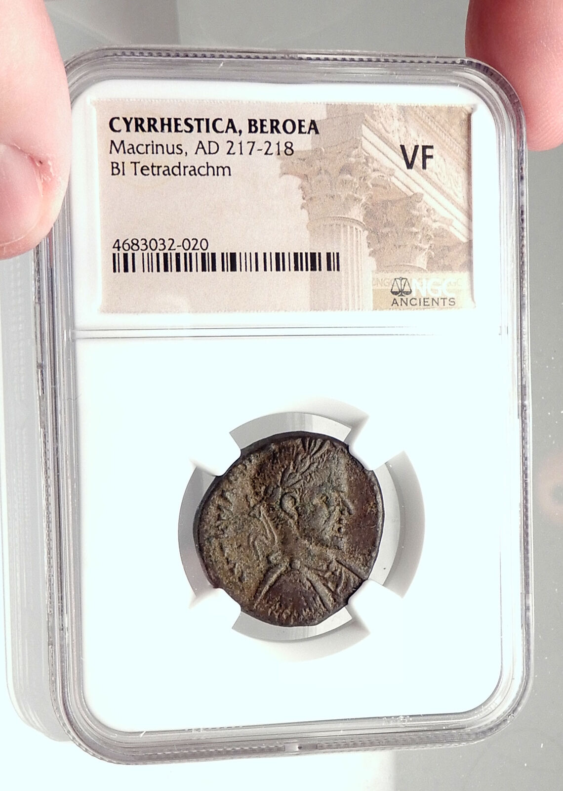 MACRINUS Authentic Ancient Beroea Tetradrachm Coin Eagle NGC Certified i72884