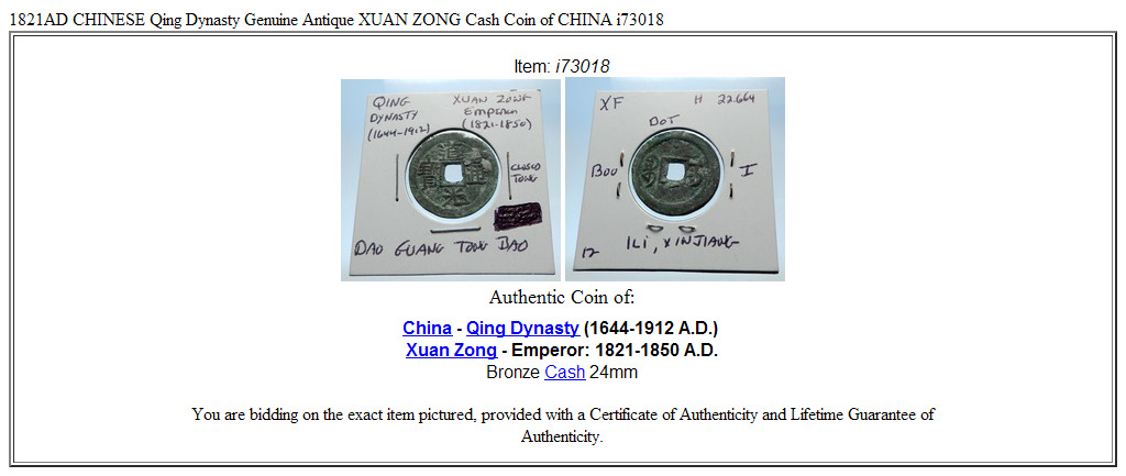 1821AD CHINESE Qing Dynasty Genuine Antique XUAN ZONG Cash Coin of CHINA i73018