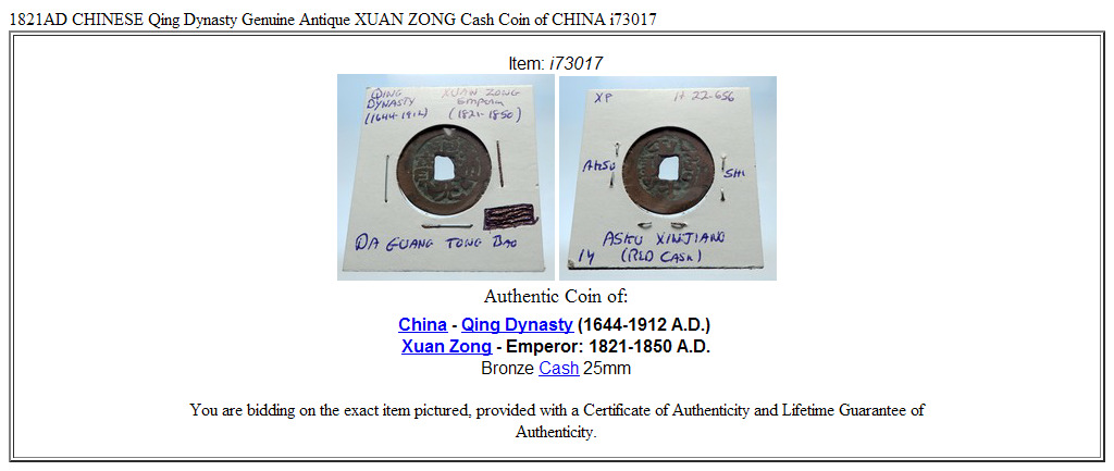 1821AD CHINESE Qing Dynasty Genuine Antique XUAN ZONG Cash Coin of CHINA i73017